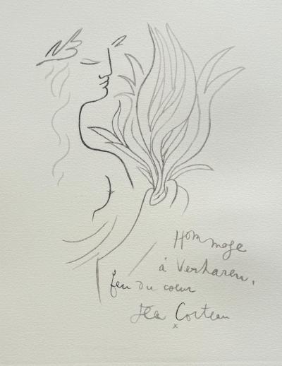 Jean COCTEAU - Hommage à Verharen - Lithographie signée dans la planche 2