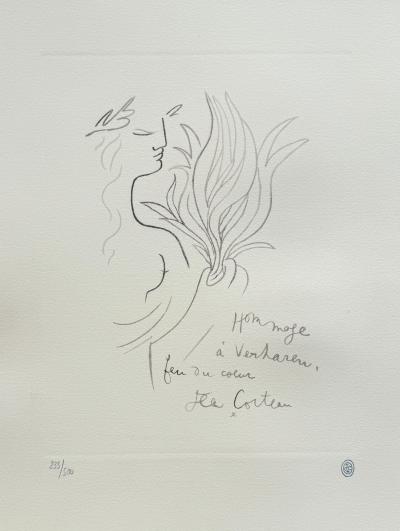 Jean COCTEAU - Hommage à Verharen - Lithographie signée dans la planche 2