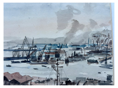 Jean-Eugène Bersier - Le port d’Alger - Aquarelle sur papier singée 2