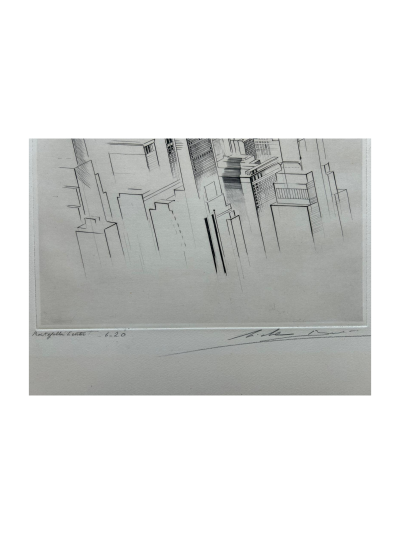 Michel Beret - Le Rockfeller Center - Gravure oriinale signée et titrée 2