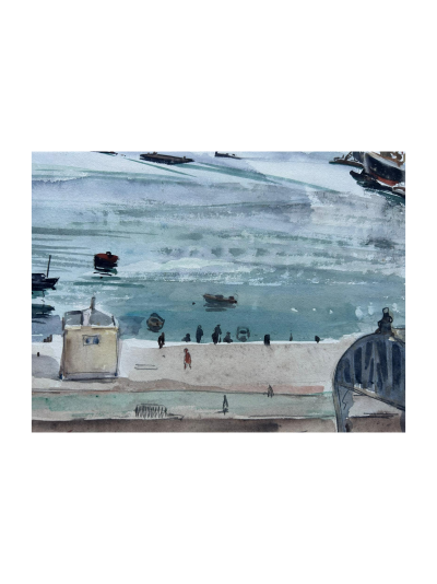 Jean-Eugène Bersier - Le port d’Alger sous les nuages  - Aquarelle sur papier singée 2