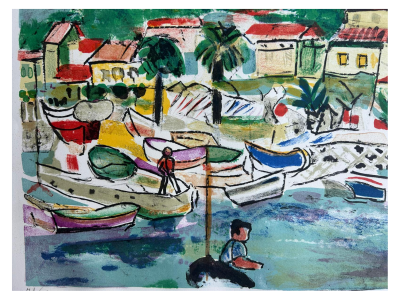 François Desnoyer - Port de Sainte Maxime - Lithoraphie originale signée et numérotée 2