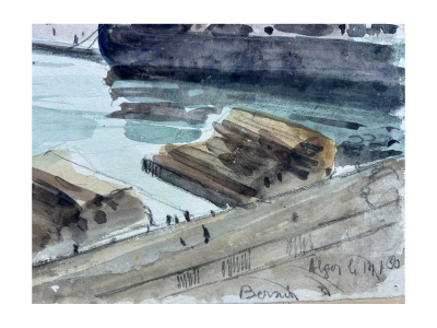 Jean-Eugène Bersier - Le port d’Alger - Aquarelle sur papier singée 2