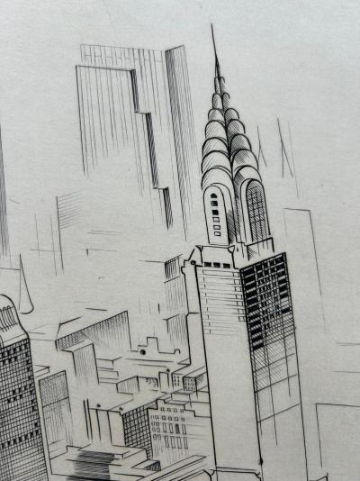 Michel Beret - Le Rockfeller Center - Gravure oriinale signée et titrée 2