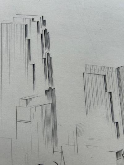 Michel Beret - Le Rockfeller Center - Gravure oriinale signée et titrée 2
