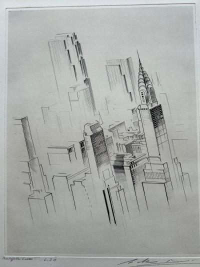 Michel Beret - Le Rockfeller Center - Gravure oriinale signée et titrée 2