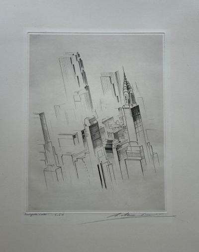 Michel Beret - Le Rockfeller Center - Gravure oriinale signée et titrée 2