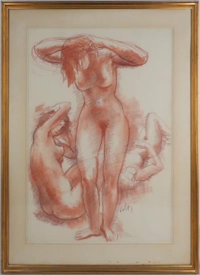 Antoniucci VOLTI : Trois femmes au bain, Dessin original signé 2