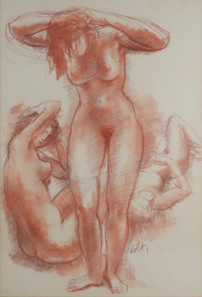 Antoniucci VOLTI : Trois femmes au bain, Dessin original signé 2