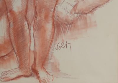 Antoniucci VOLTI : Trois femmes au bain, Dessin original signé 2