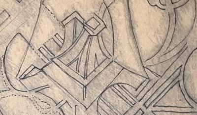 Robert Delaunay, La Tour Eiffel, dessin signé, vers 1922 2