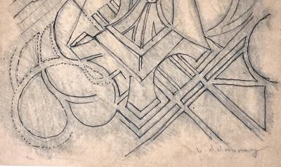 Robert Delaunay, La Tour Eiffel, dessin signé, vers 1922 2