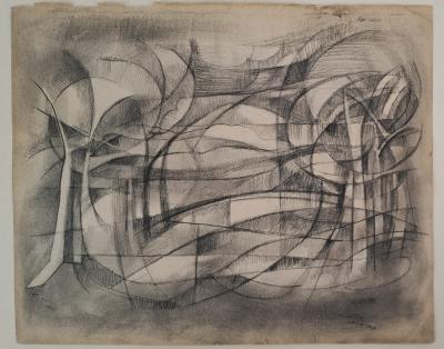 André Lhote - Arbres dans le vent - Dessin au crayon, signée 2