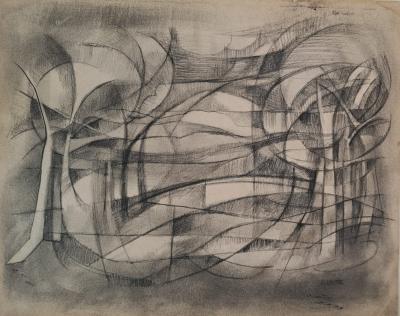 André Lhote - Arbres dans le vent - Dessin au crayon, signée 2