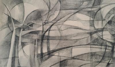 André Lhote - Arbres dans le vent - Dessin au crayon, signée 2