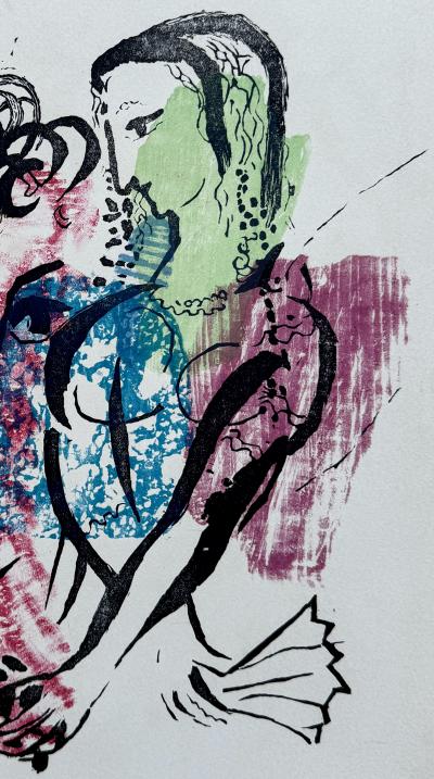 Marc Chagall - L'artiste et sa femme - Gravure sur bois originale - Epreuve d’essai couleurs 2