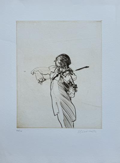 Claude WEISBUCH - Le violoniste, 1991 - Gravure originale signée au crayon et numérotée 2