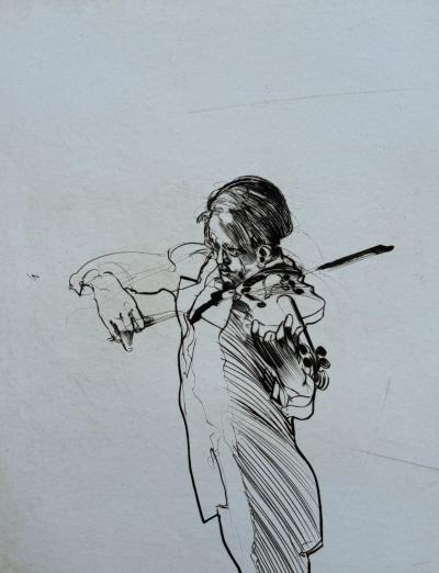 Claude WEISBUCH - Le violoniste, 1991 - Gravure originale signée au crayon et numérotée 2