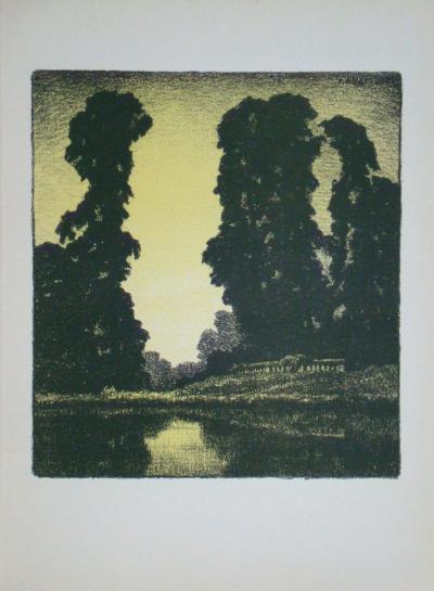 Pierre Abattucci - Coin de parc, 1931 - Original lithograph signed 2