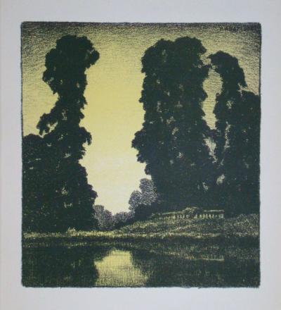 Pierre Abattucci - Coin de parc, 1931 - Original lithograph signed 2