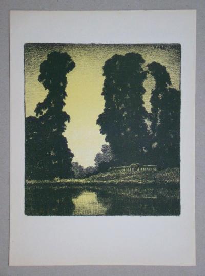 Pierre Abattucci - Coin de parc, 1931 - Original lithograph signed 2