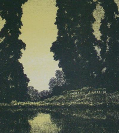 Pierre Abattucci - Coin de parc, 1931 - Original lithograph signed 2