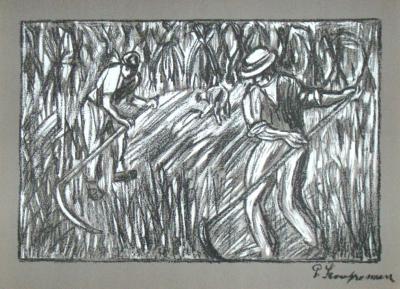 Pierre SCOUPREMAN - La Moisson, 1931 - Original lithograph signed 2