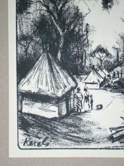 Henri KERELS - Village du Katanga, 1932 - Original lithograph signed 2
