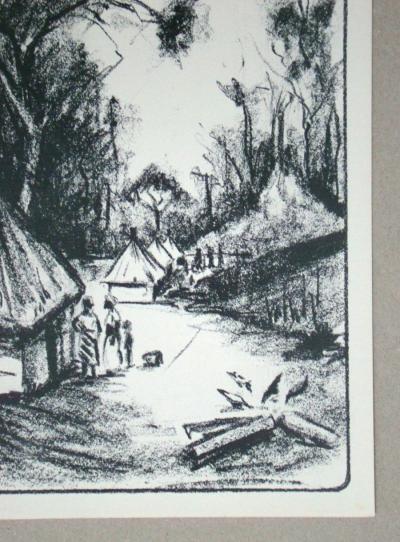 Henri KERELS - Village du Katanga, 1932 - Original lithograph signed 2