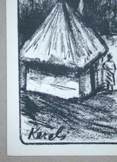 Henri KERELS - Village du Katanga, 1932 - Original lithograph signed 2