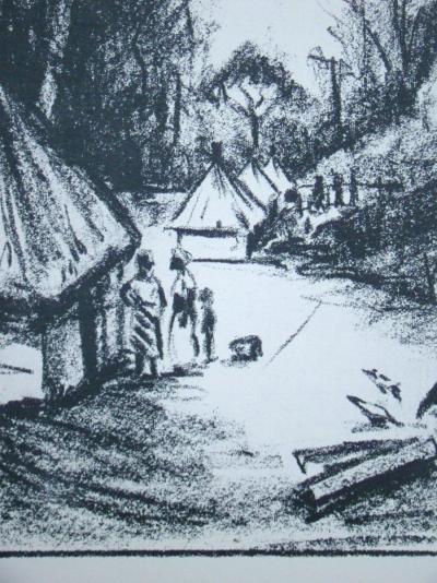 Henri KERELS - Village du Katanga, 1932 - Original lithograph signed 2