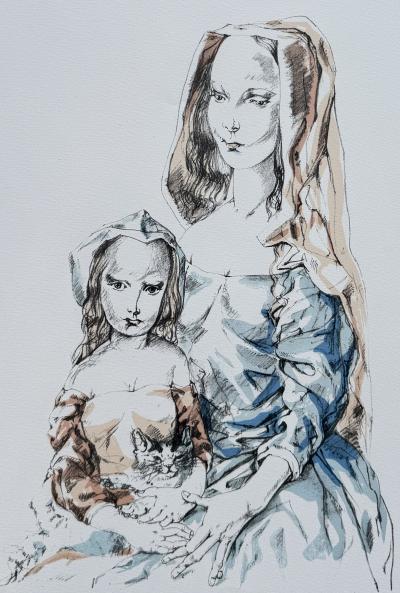 Léonard Tsuguharu FOUJITA - Femme et enfant, 1964 - Lithographie originale signée au crayon 2