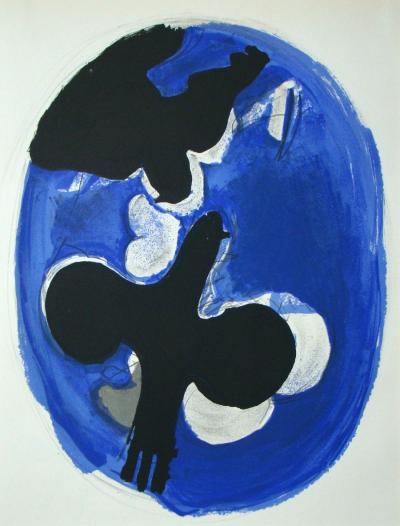 Georges BRAQUE - Deux Oiseaux Sur Fond Bleue, 1955 - Original lithograph 2