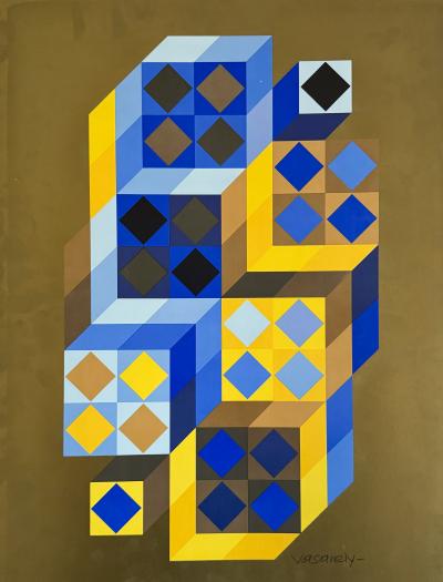 Victor Vasarely - Composition géometrique, 1984 - Sérigraphie signée dans la planche 2