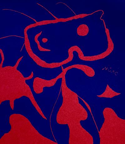 Joan MIRO - Homme au soleil rouge - Linogravure originale signée 2