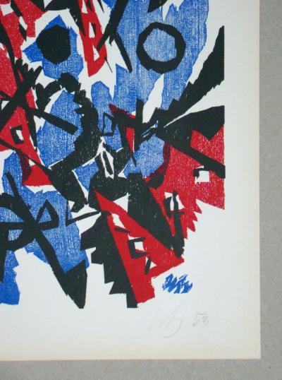 Ernst Wilhelm NAY - Composition abstraite, 1953 - Gravure sur bois originale signée à la main 2