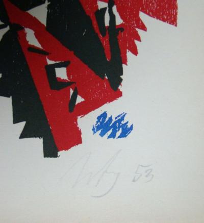 Ernst Wilhelm NAY - Composition abstraite, 1953 - Gravure sur bois originale signée à la main 2