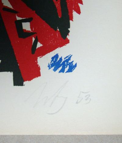 Ernst Wilhelm NAY - Composition abstraite, 1953 - Gravure sur bois originale signée à la main 2