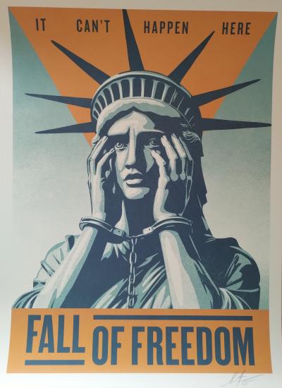 Shepard FAIREY (Obey) - Fall Of Freedom (Signed)  - Impression offset signée au crayon 2