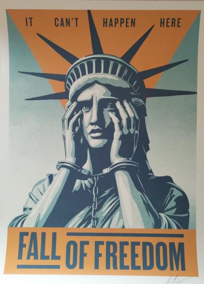 Shepard FAIREY (Obey) - Fall Of Freedom (Signed)  - Impression offset signée au crayon 2