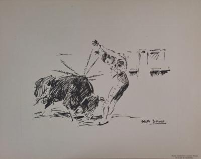 Roberto Domingo y Fallola - El gran banderillero y matador Barajas en un par de banderillas - Gravure signée 2