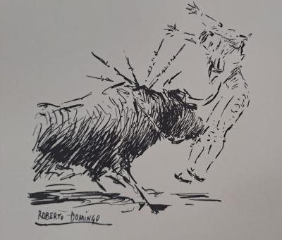 Roberto Domingo y Fallola - Otro par de banderillas de Barajas, uno de los mas grandes banderilleros de la epoca - Gravure signée 2