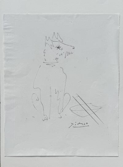 Pablo Picasso - Le chien assis, 1954 - Gravure signée dans la planche 2