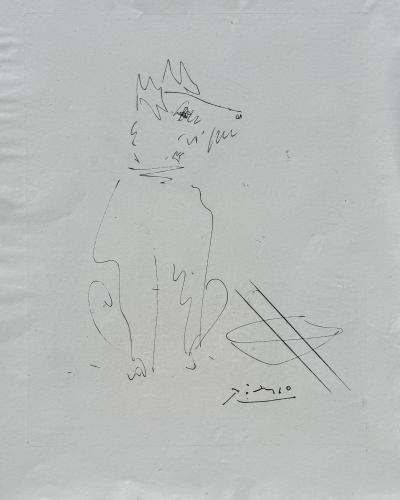 Pablo Picasso - Le chien assis, 1954 - Gravure signée dans la planche