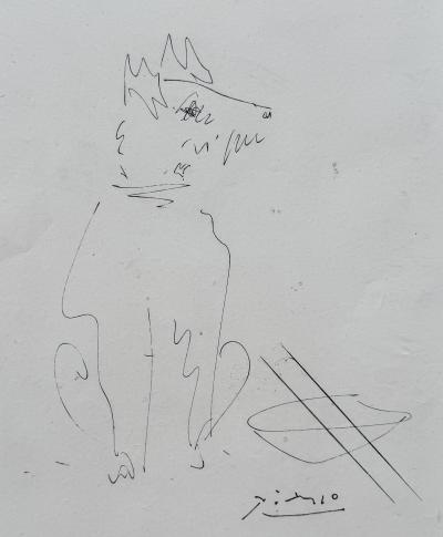 Pablo Picasso - Le chien assis, 1954 - Gravure signée dans la planche 2