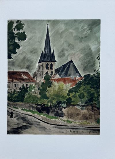 André DUNOYER DE SEGONZAC - L’église du village - Lithographie originale signée dans la planche 2