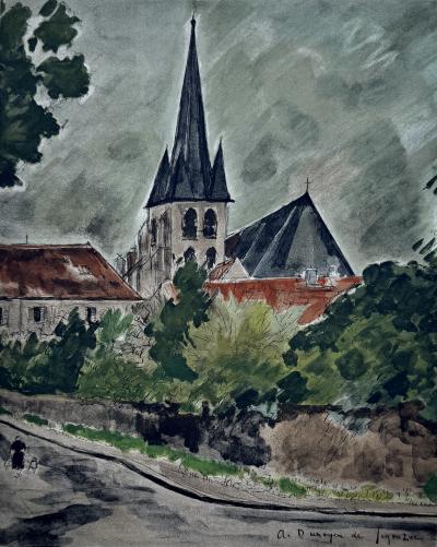 André DUNOYER DE SEGONZAC - L’église du village - Lithographie originale signée dans la planche 2