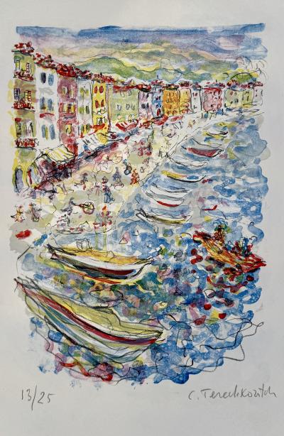 Constantin Terechkovitch - The port of Nice - Original lithograph hand signed & numbered 2