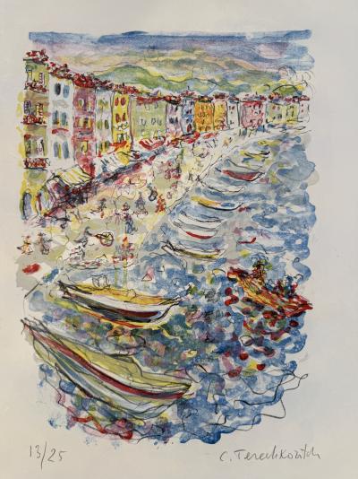 Constantin Terechkovitch - The port of Nice - Original lithograph hand signed & numbered 2