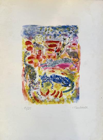 Constantin Terechkovitch - Les chats - Lithographie originale signée numérotée crayon 2